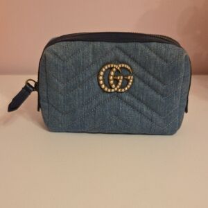 Gucci Denim & Pearl Cosmetic Case